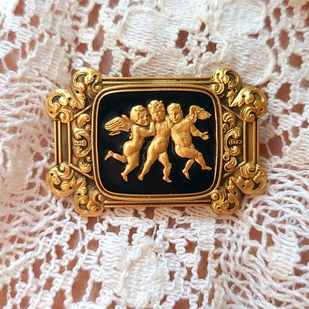 Triple Cherub EI Brooch